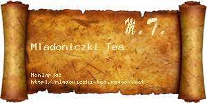 Mladoniczki Tea névjegykártya